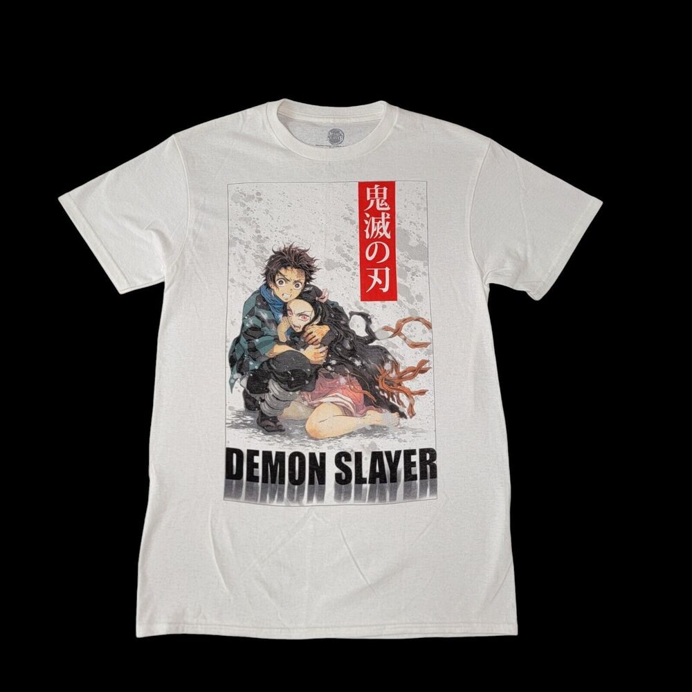 Demon Slayer Shirt Mens Small‎ White Tanjiro Kamado Anime Manga Soft Cotton